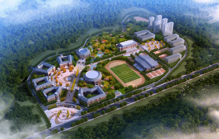 吉首高级中学新址位于吉首市城区南部的双塘镇兴田村