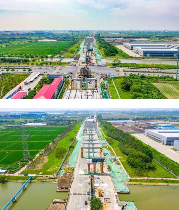 上海两港大道快速化工程首件钢结构箱梁成功吊装